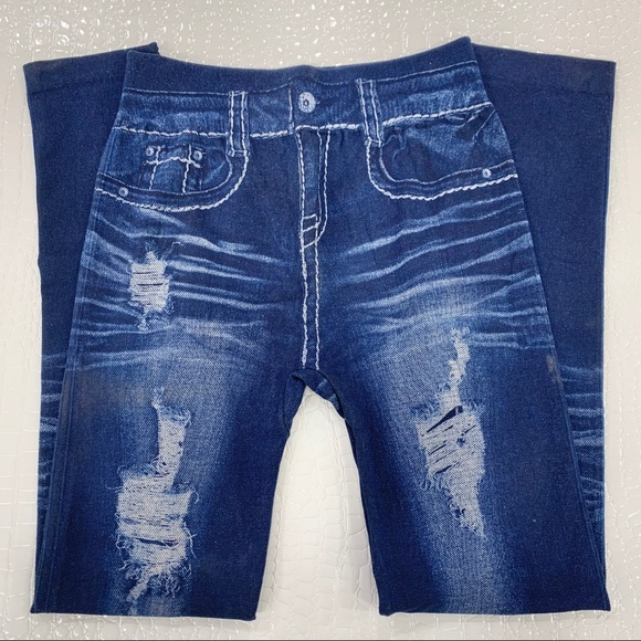 ✨LAST PAIR✨Distressed Skinny Jean Look Leggings - Picture 2 of 6